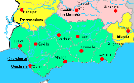 La provincia de Granada, en rojo, en la parte oriental de Andaluc�a