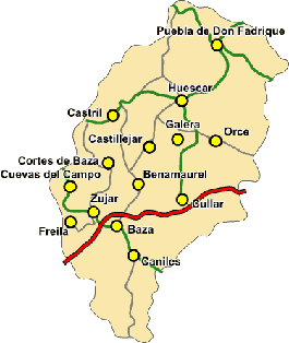 Principales carreteras del Norte de la provincia de Granada