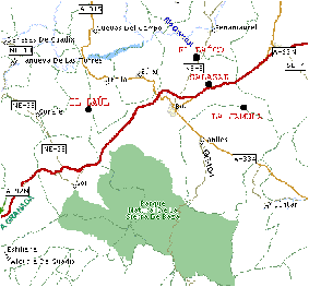Situaci�n geogr�fica de Baza y sus anejos