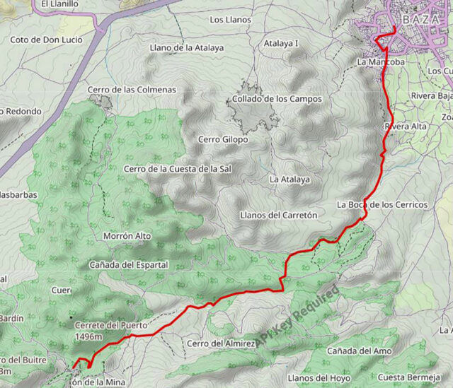 Sendero GR7 entre Charches y Baza