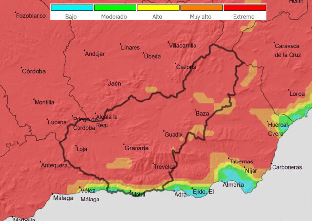 niveles de riesgo de incendio para el viernes 18 de julio prov GR